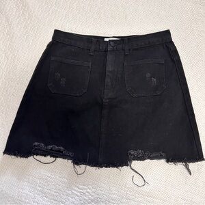 Sage The Label Black Denim Mini Skirt Sz L